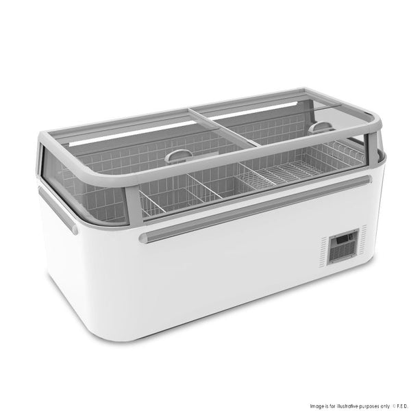 F.E.D ZCD-E185G I Thermaster I Supermarket Island Freezer I with Sliding I Glass Lid