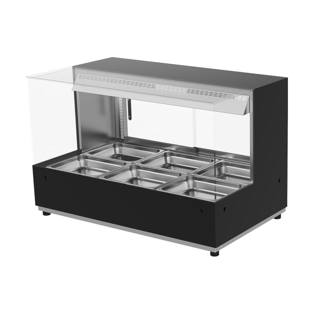Woodson WH.HFSQB23 | Hot Food Displays | Square Glass | Black | 3 Module