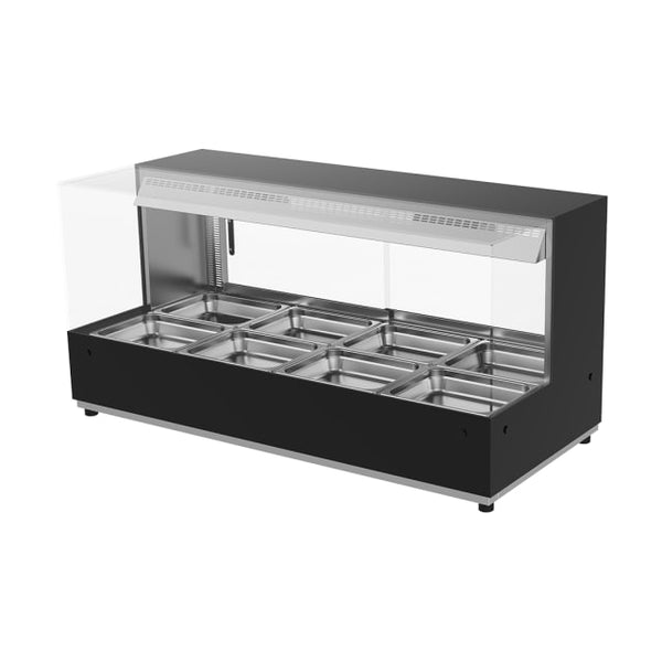 Woodson WH.HFSQB24 | Hot Food Displays | Square Glass | Black | 4 Module