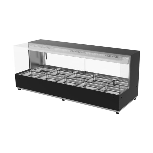 Woodson WH.HFSQB25 | Hot Food Displays | Square Glass | Black | 5 Module
