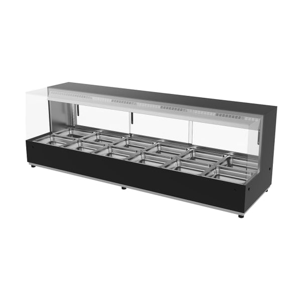 Woodson WH.HFSQB26 | Hot Food Displays | Square Glass | Black | 6 Module