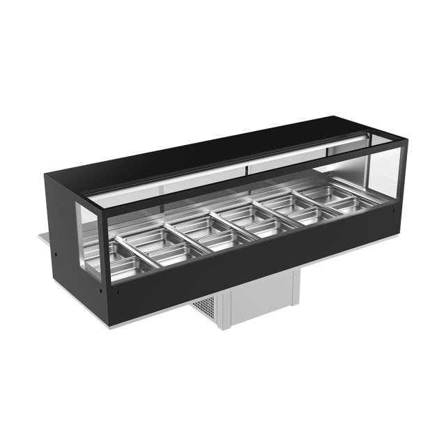 Woodson WR.CFSQB26 | Cold Food Displays | Square Glass | Black | 6 Module