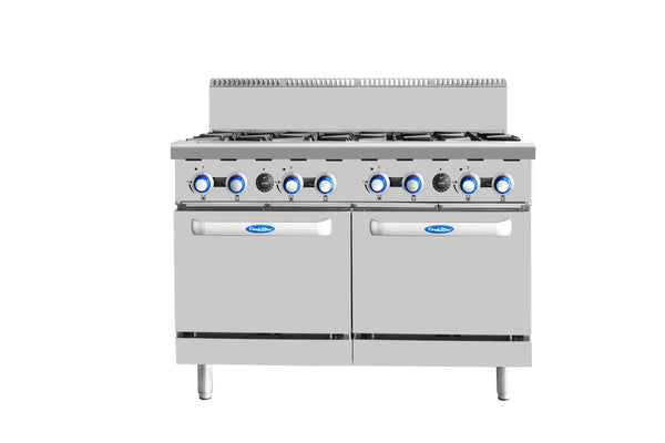 Oven Range, Cookrite AT80G8B-O-NG, 8 Burner, Gas Stove, Natural Gas,1200mm 