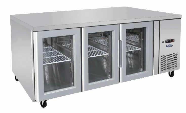 Atosa EPF3731GR | 3 Door Under Bench Fridge | 3 Glass Door Fridge | 1795mm Wide