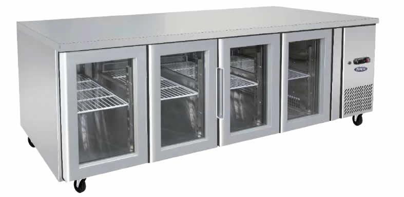 Atosa EPF3741GR | 4 Door Under Bench Fridge | 4 Glass Door Fridge | 2230mm Wide