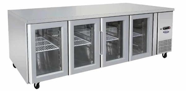 Atosa EPF3741GR | 4 Door Under Bench Fridge | 4 Glass Door Fridge | 2230mm Wide
