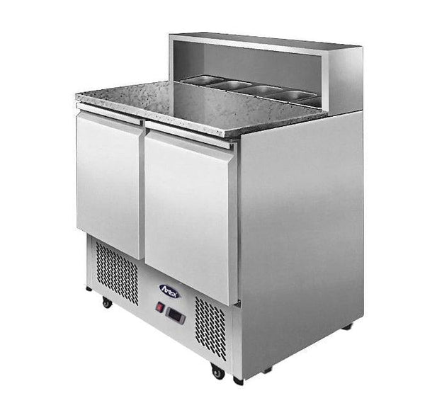 Atosa ESL3831GR | 2 Door Prep Fridge | Marble Top | Prep Fridge Commercial | 900mm Wide