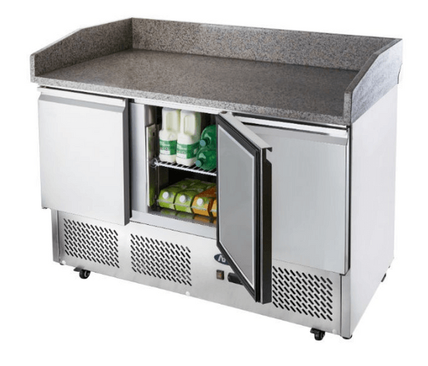 Atosa ESL3852GR | 3 Door Pizza Prep Fridge | Marble Top | Pizza Fridge | 1365mm Wide