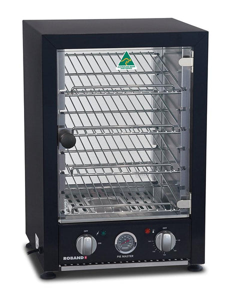Roband PMB25L | Hinged Glass Door | Pie Master | Food Warmer | Pie Warmer | Black Finish (25pies)