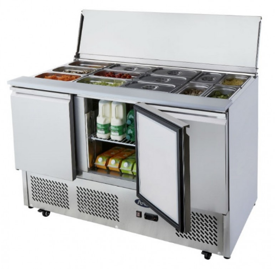 Food Prep Fridge, Atosa, ESL3850, 3 Door, Open Top, Sliding Lid