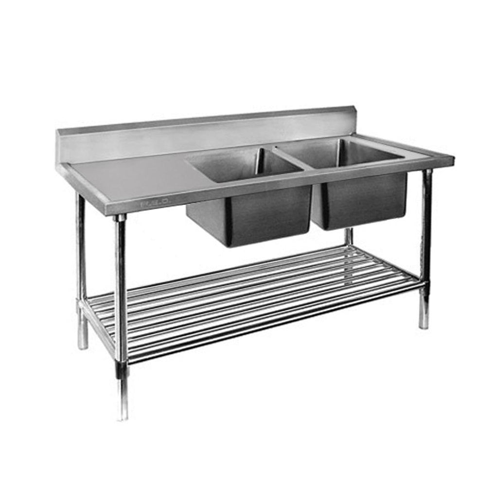 Modular Systems DSB7-2400R/A | Stainless Steel Double Sink Bench | Right Hand Sink with Pot I Under shelf