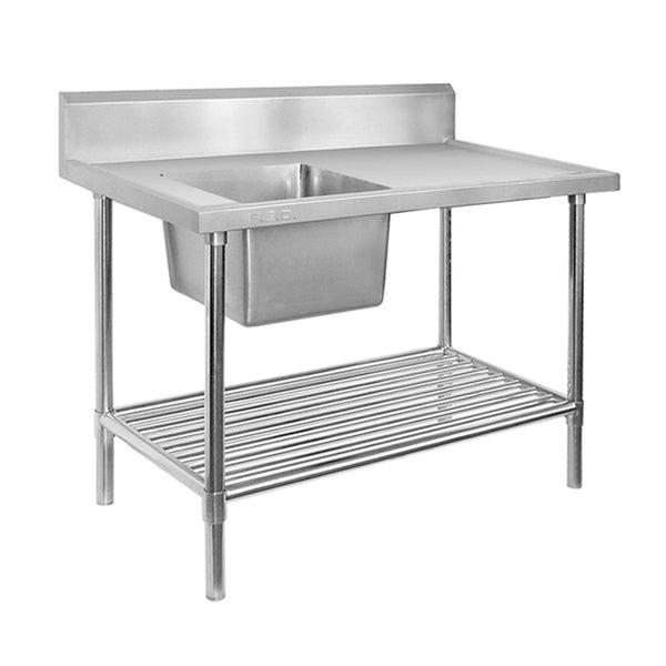 MODULAR SYSTEMS SSB6-1200L/A I Single Sink Bench I Left Hand Drainer Sink I with Pot I Under shelf